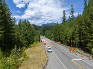 a lane closure along a washington freeway